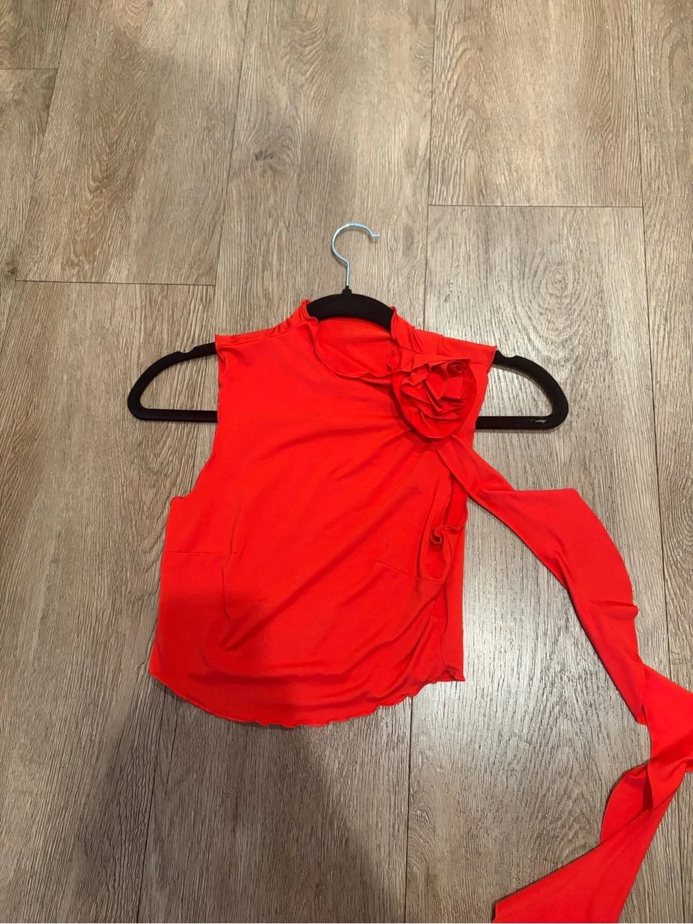 Red Two-Piece Crop Top & Skirt Set